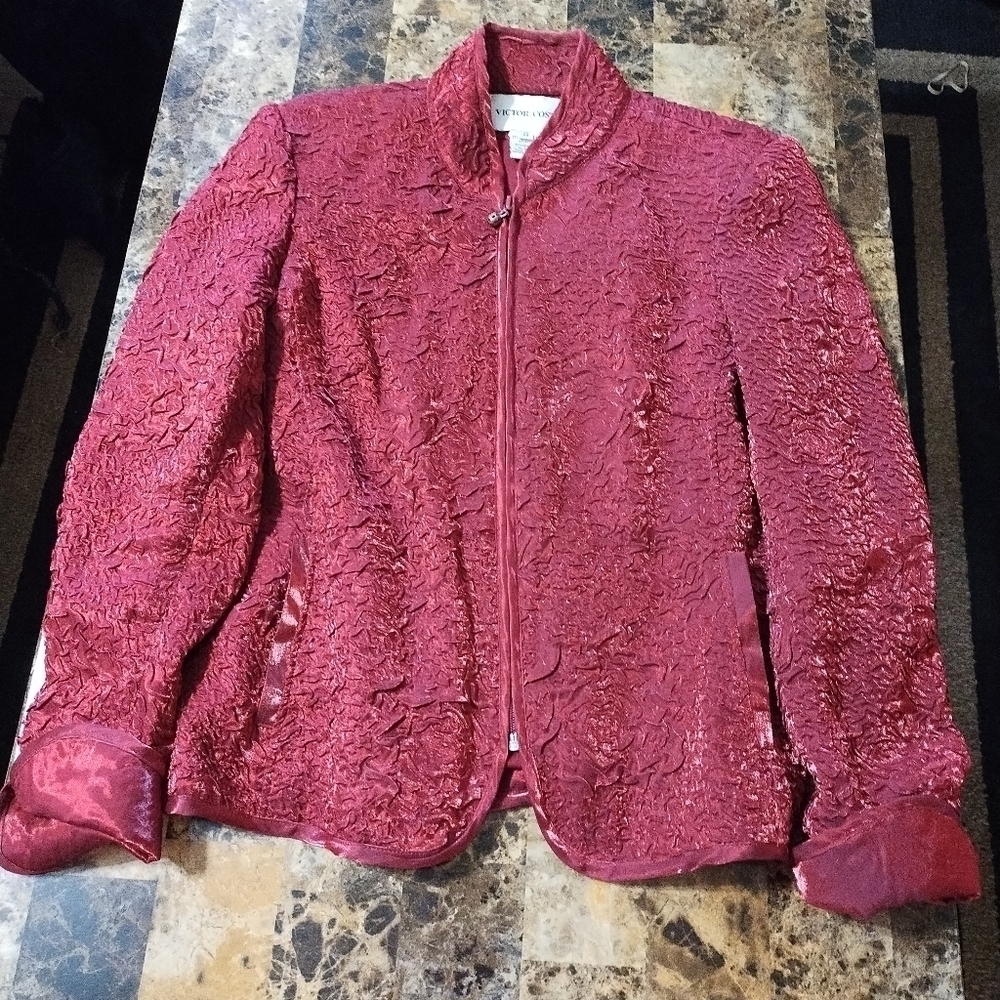 Vintage Victor Costa red shiny jacket